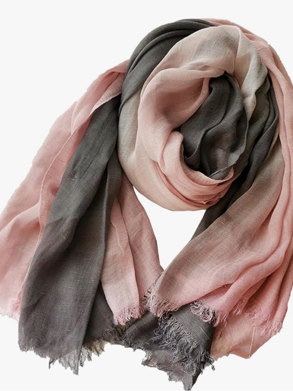Cotton Linen Fashion Scarf Gradient Two-tone Four Season Shawl 75"X35"